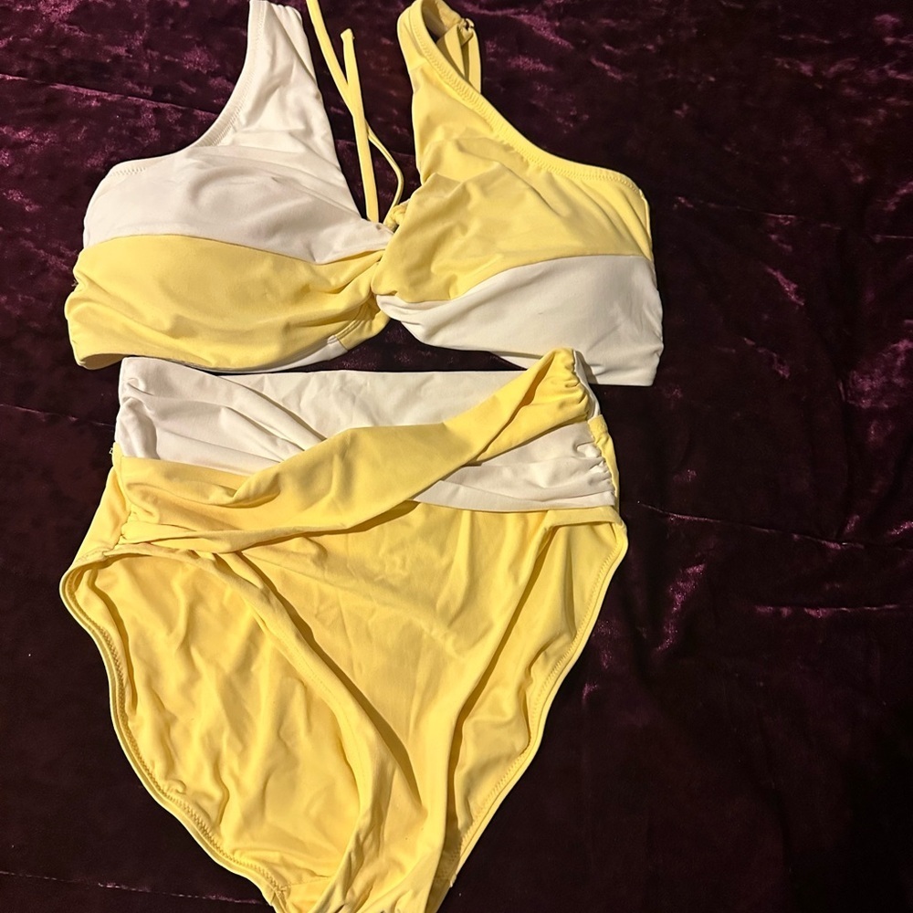Calla Yellow and White Swimwear